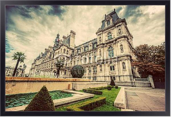 Постер Париж, Франция. Отель де Вилль с типом исполнения На холсте в раме в багетной раме 221-01