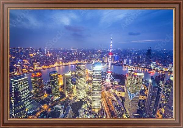 Постер Китай, Шанхай. Вид с птичьего полета #1 с типом исполнения На холсте в раме в багетной раме 35-M719P-83