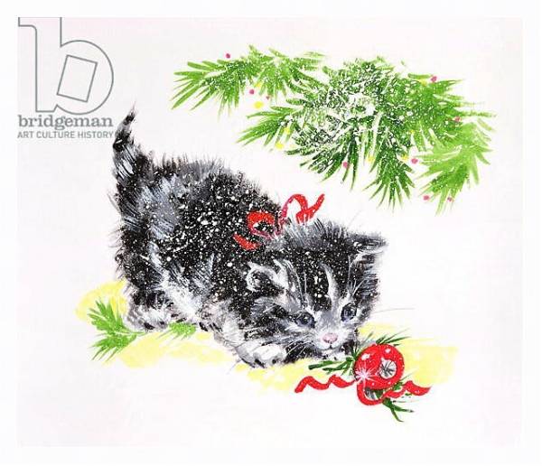 Постер Christmas Kitten с типом исполнения На холсте в раме в багетной раме 221-03