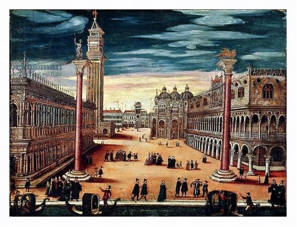 Постер The Piazzetta di San Marco, Venice с типом исполнения На холсте в раме в багетной раме 221-03