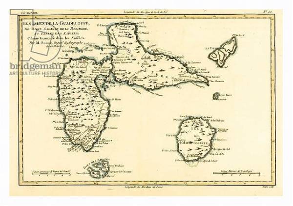 Постер The Islands of Guadeloupe, Marie-Galante, La Desirade, and the Isles des Saintes с типом исполнения На холсте в раме в багетной раме 221-03