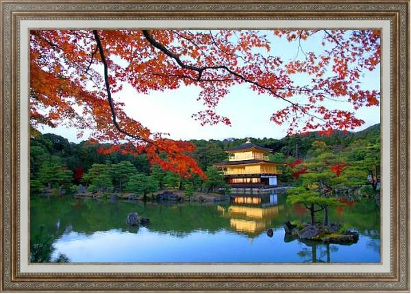 Постер Япония. Киото. Золотой храм с типом исполнения На холсте в раме в багетной раме 595.M52.330