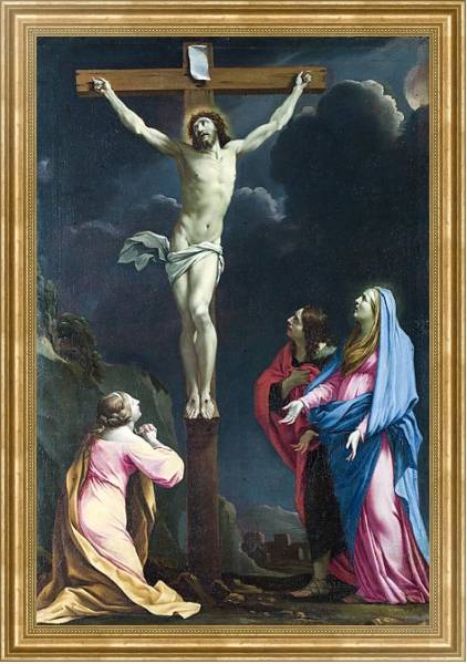 Постер Христос на кресте с Девой Марией и Святыми с типом исполнения На холсте в раме в багетной раме NA033.1.051