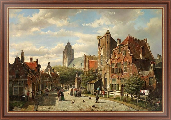 Постер Голландский городок с типом исполнения На холсте в раме в багетной раме 35-M719P-83