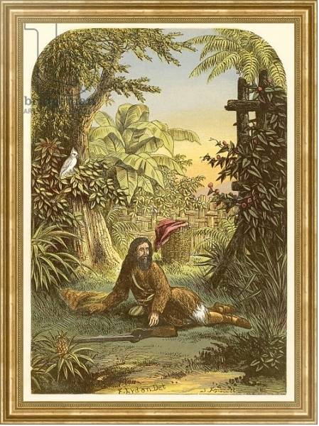 Постер Robinson Crusoe awakened from sleep by his parrot с типом исполнения На холсте в раме в багетной раме NA033.1.051