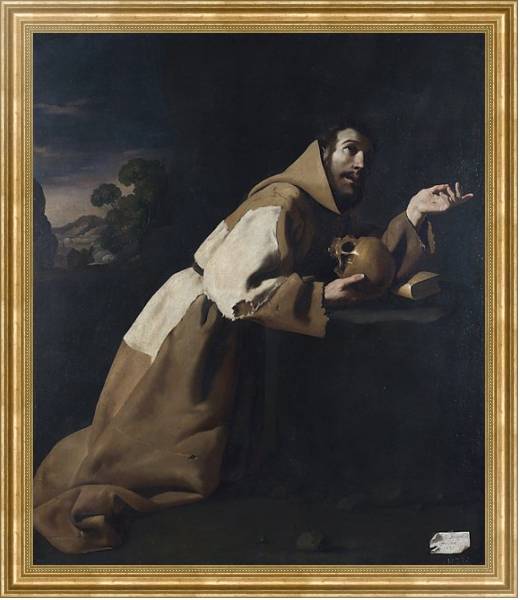 Постер Святой Франсис медитирует с типом исполнения На холсте в раме в багетной раме NA033.1.051