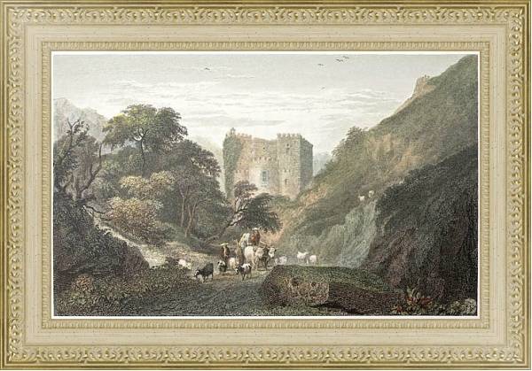 Постер Abazia ruins, near Messina, Sicily. Created by De Wint and Goodall, printed by McQueen, publ. in Lon с типом исполнения Акварель в раме в багетной раме 484.M48.725