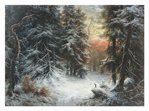 Постер Snow Scene in the Black Forest, 19th century с типом исполнения На холсте в раме в багетной раме 221-03