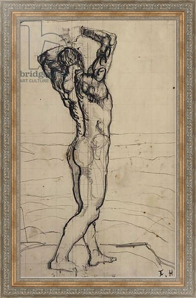 Постер Male Nude, Study for The Truth; Mannlicher Akt, Studie zur Wahrheit, c.1902 с типом исполнения На холсте в раме в багетной раме 484.M48.310