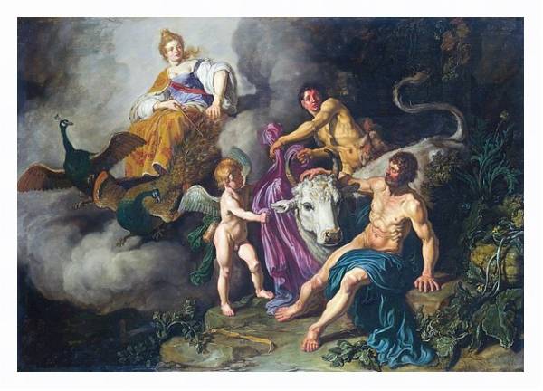 Постер Юнона, заставшая Юпитера с Ио с типом исполнения На холсте в раме в багетной раме 221-03