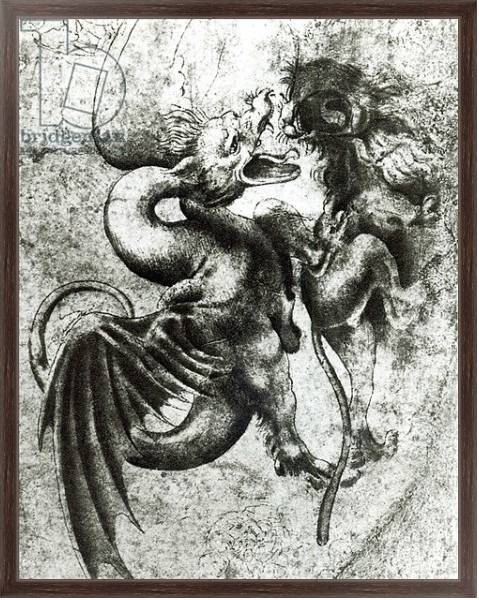 Постер Fight between a Dragon and a Lion с типом исполнения На холсте в раме в багетной раме 221-02