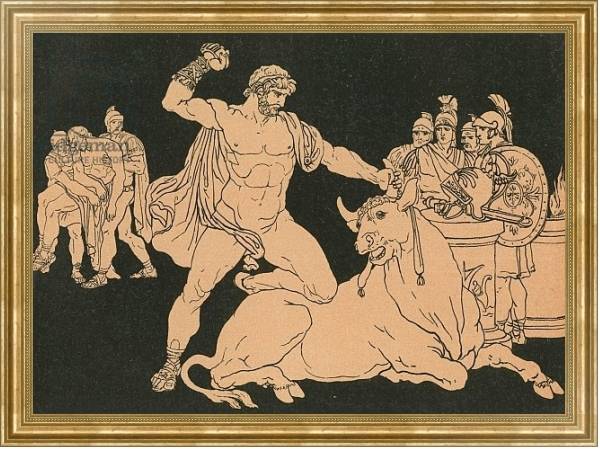 Постер Entellus killing the Bull с типом исполнения На холсте в раме в багетной раме NA033.1.051