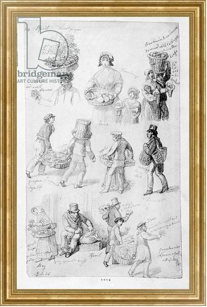 Постер London Street Vendors: The Cries of London, 1843 с типом исполнения На холсте в раме в багетной раме NA033.1.051