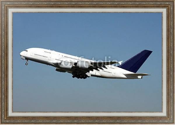 Постер Аэробус A380 с типом исполнения На холсте в раме в багетной раме 595.M52.330