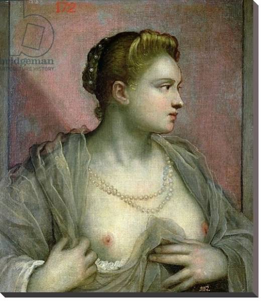 Постер Portrait of a Woman Revealing her Breasts, c.1570 с типом исполнения На холсте без рамы