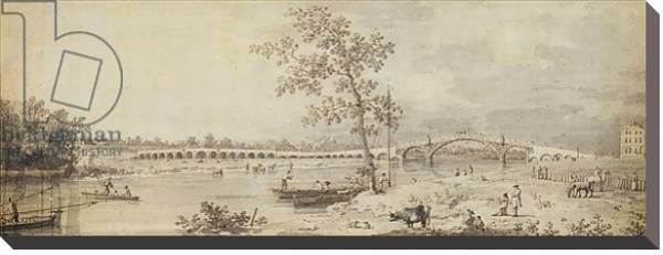 Постер Old Walton Bridge seen from the Middlesex Shore, 1755 с типом исполнения На холсте без рамы