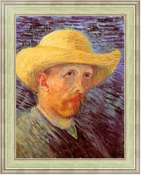 Постер Автопортрет с соломенной шляпой с типом исполнения На холсте в раме в багетной раме NA053.0.113