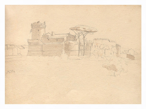 Постер Album with Views of Rome and Surroundings, Landscape Studies, page 28a: “Ostia” с типом исполнения На холсте в раме в багетной раме 221-03