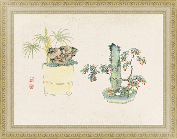 Постер Bonsai kabenzu, Pl.23 с типом исполнения Акварель в раме в багетной раме 484.M48.725