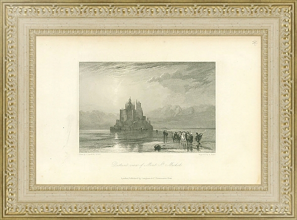Постер Distant View of Mont St.Michel 1 с типом исполнения Акварель в раме в багетной раме 484.M48.725