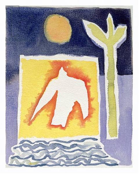 Постер Tree, Sun and Rising Bird, 1989 с типом исполнения На холсте в раме в багетной раме 221-03