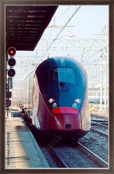 Постер Современный высокоскоростной поезд с типом исполнения На холсте в раме в багетной раме 221-02