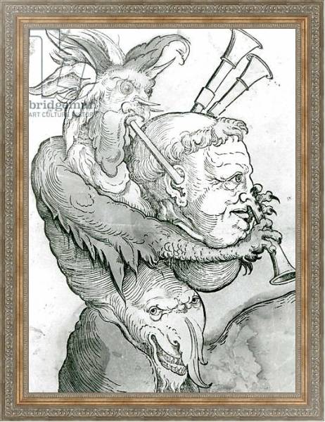Постер Devil Playing Man's Head as Bagpipes, 1144 с типом исполнения На холсте в раме в багетной раме 484.M48.310