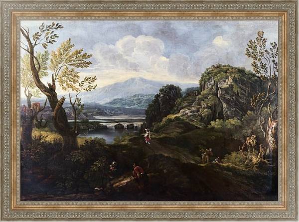 Постер Пейзаж с людьми с типом исполнения На холсте в раме в багетной раме 484.M48.310