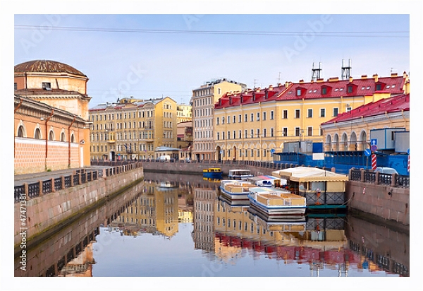 Постер Санкт-Петербург, река Мойка с типом исполнения На холсте в раме в багетной раме 221-03