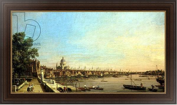 Постер The Thames from the Terrace of Somerset House Looking Towards St. Paul's, c.1750 с типом исполнения На холсте в раме в багетной раме 1.023.151