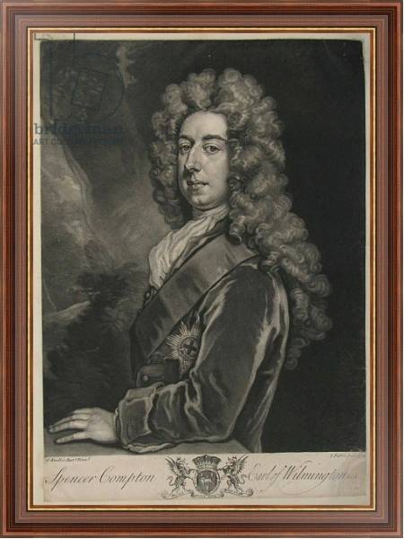 Постер Spencer Compton, Earl of Wilmington, print by John Faber, 1734 с типом исполнения На холсте в раме в багетной раме 35-M719P-83