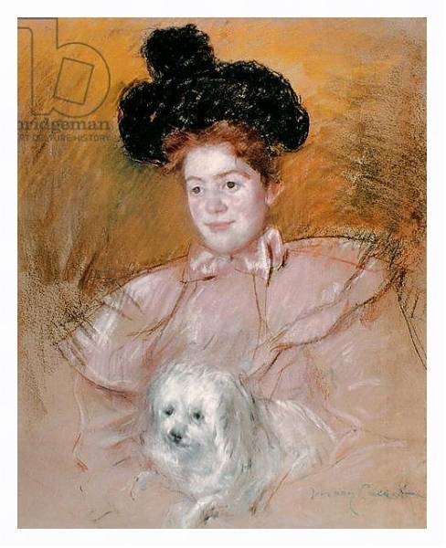 Постер Woman holding a dog с типом исполнения На холсте в раме в багетной раме 221-03