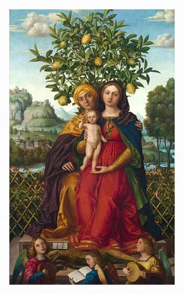 Постер Дева Мария с младенцем и Святой Анной 2 с типом исполнения На холсте в раме в багетной раме 221-03