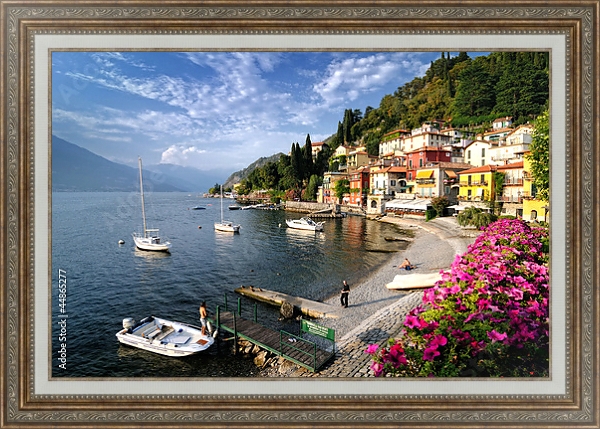 Постер Италия, озеро Комо с типом исполнения На холсте в раме в багетной раме 595.M52.330
