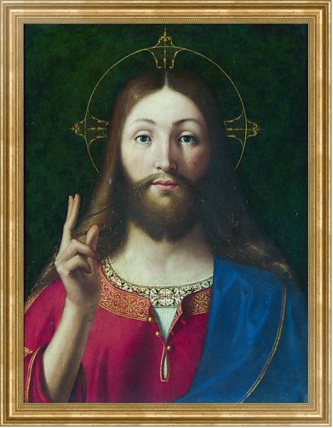 Постер Иисус благословляющий с типом исполнения На холсте в раме в багетной раме NA033.1.051