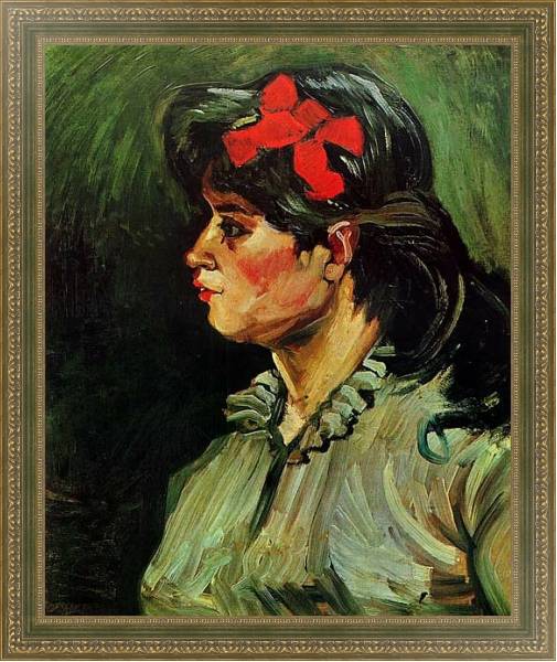 Постер Портрет женщины с красной лентой с типом исполнения На холсте в раме в багетной раме 484.M48.640