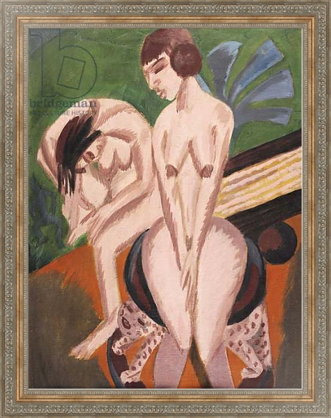 Постер Two Nudes in the Room; Zwei Akte im Raum, 1914 с типом исполнения На холсте в раме в багетной раме 484.M48.310