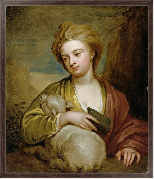 Постер Portrait of a Woman as St. Agnes, traditionally identified as Catherine Voss, c.1705-10 с типом исполнения На холсте в раме в багетной раме 221-02