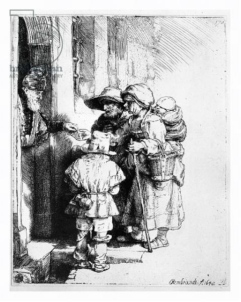 Постер Beggars receiving alms, 1648 с типом исполнения На холсте в раме в багетной раме 221-03