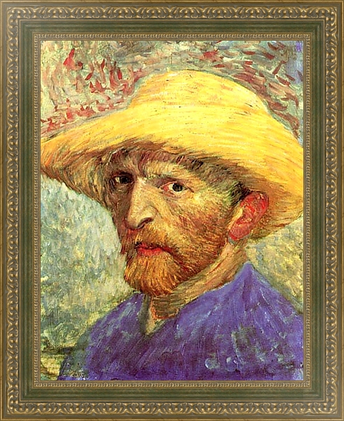 Постер Автопортрет с соломенной шляпой 3 с типом исполнения На холсте в раме в багетной раме 484.M48.640