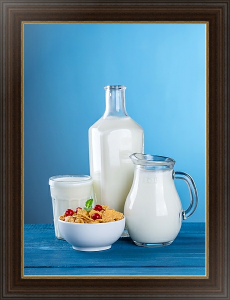 Постер Хлопья с молоком с типом исполнения На холсте в раме в багетной раме 1.023.151