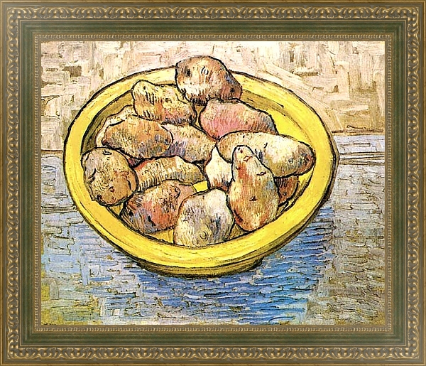 Постер Натюрморт: картофель на желтом блюде с типом исполнения На холсте в раме в багетной раме 484.M48.640