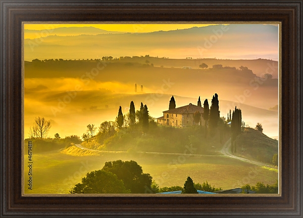 Постер Тоскана рано утром с типом исполнения На холсте в раме в багетной раме 1.023.151