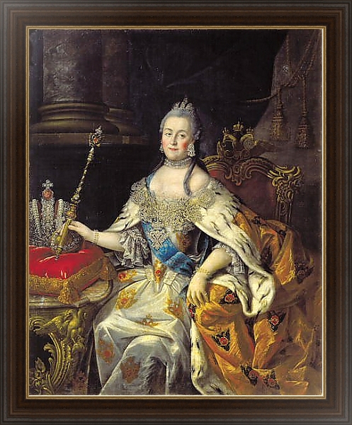 Постер Портрет Екатерины II 8 с типом исполнения На холсте в раме в багетной раме 1.023.151