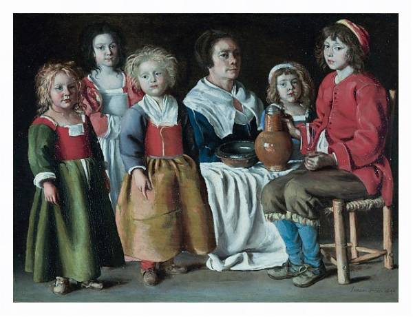 Постер Женщина и пять детей с типом исполнения На холсте в раме в багетной раме 221-03