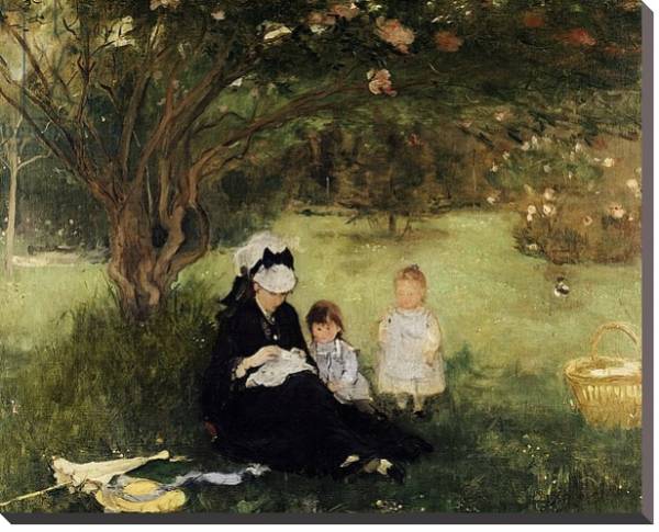 Постер Beneath the Lilac at Maurecourt, 1874 с типом исполнения На холсте без рамы