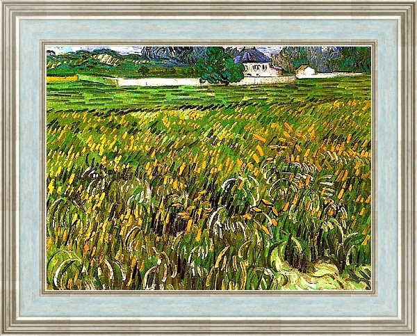 Постер Пшеничное поле в Овере и белый дом с типом исполнения На холсте в раме в багетной раме NA053.0.114