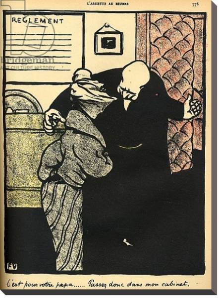 Постер A worthy man ushers a young woman into his office, from 'Crimes and Punishments', 1902 с типом исполнения На холсте без рамы