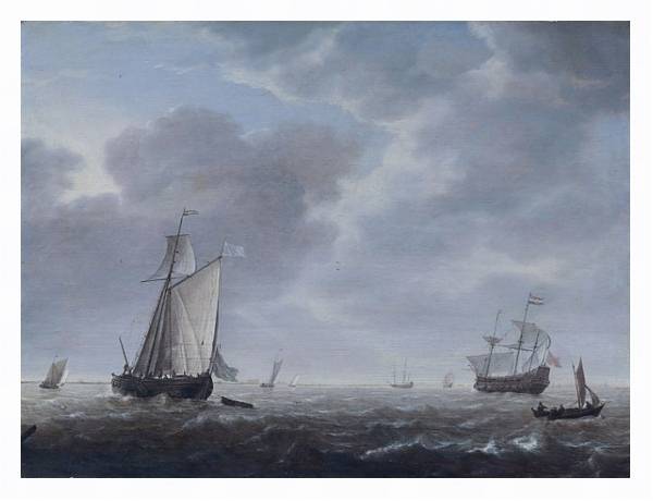 Постер Голландские военные корабли в бриз с типом исполнения На холсте в раме в багетной раме 221-03