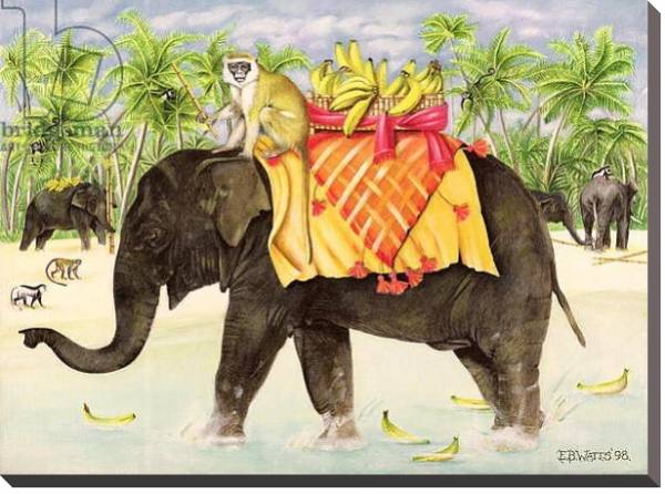 Постер Elephants with Bananas, 1998 с типом исполнения На холсте без рамы